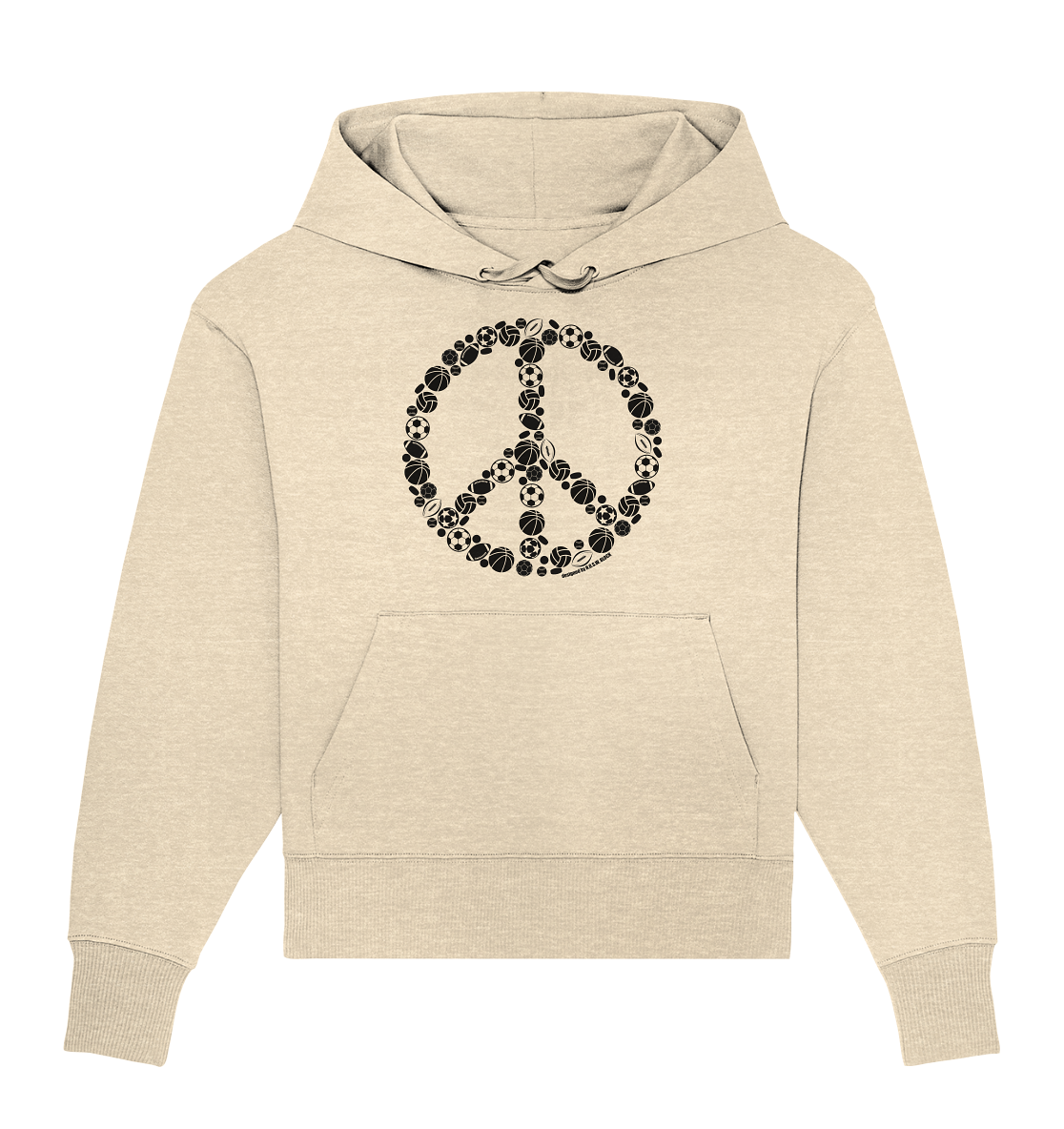 N.O.S.W. BLOCK Hoodie "SPORTS FOR PEACE" Girls Organic Oversize Kapuzenpullover natural raw