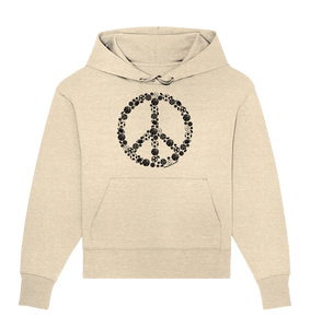 N.O.S.W. BLOCK Hoodie "SPORTS FOR PEACE" Girls Organic Oversize Kapuzenpullover natural raw