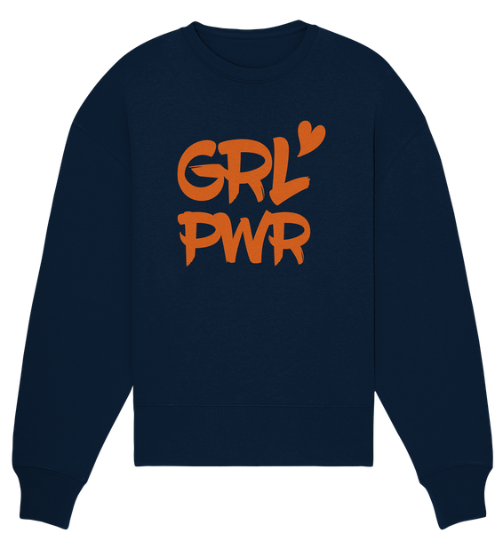 N.O.S.W. BLOCK Girls Sweater "GRL PWR" Organic Oversize Sweatshirt navy