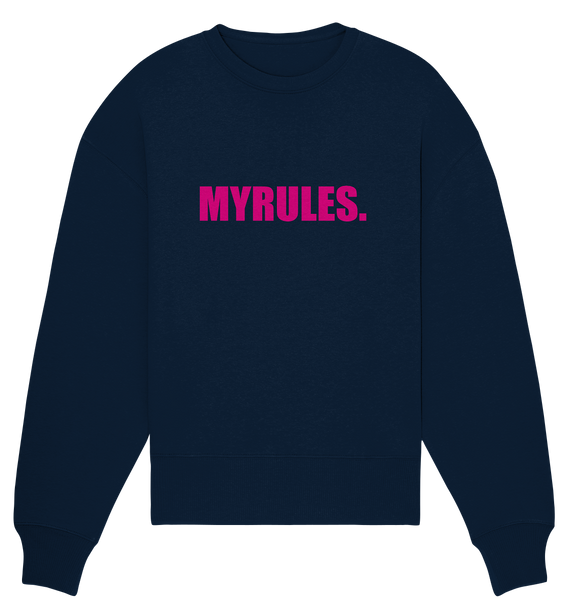 N.O.S.W. BLOCK Sweater "MYRULES." Girls Organic Oversize Sweatshirt navy
