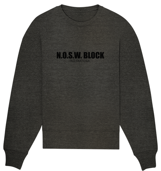 N.O.S.W. BLOCK Sweater "N.O.S.W. BLOCK INTERNATIONAL" Frauen Organic Oversize Sweatshirt dark heather grau