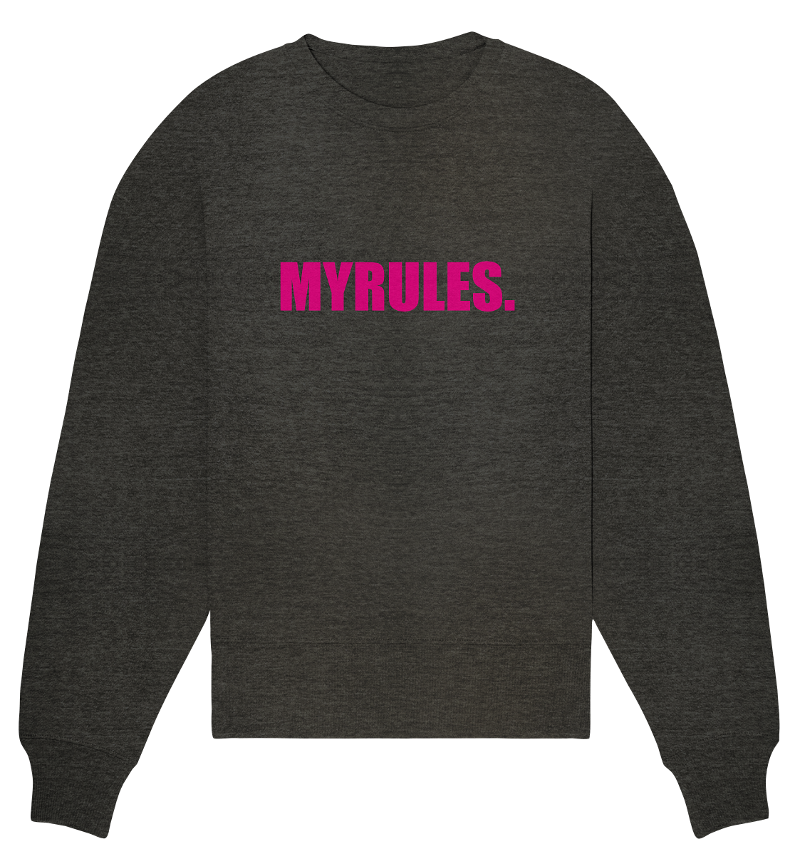 N.O.S.W. BLOCK Sweater "MYRULES." Girls Organic Oversize Sweatshirt dark heather grau