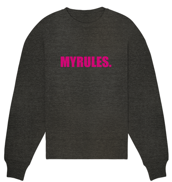 N.O.S.W. BLOCK Sweater "MYRULES." Girls Organic Oversize Sweatshirt dark heather grau