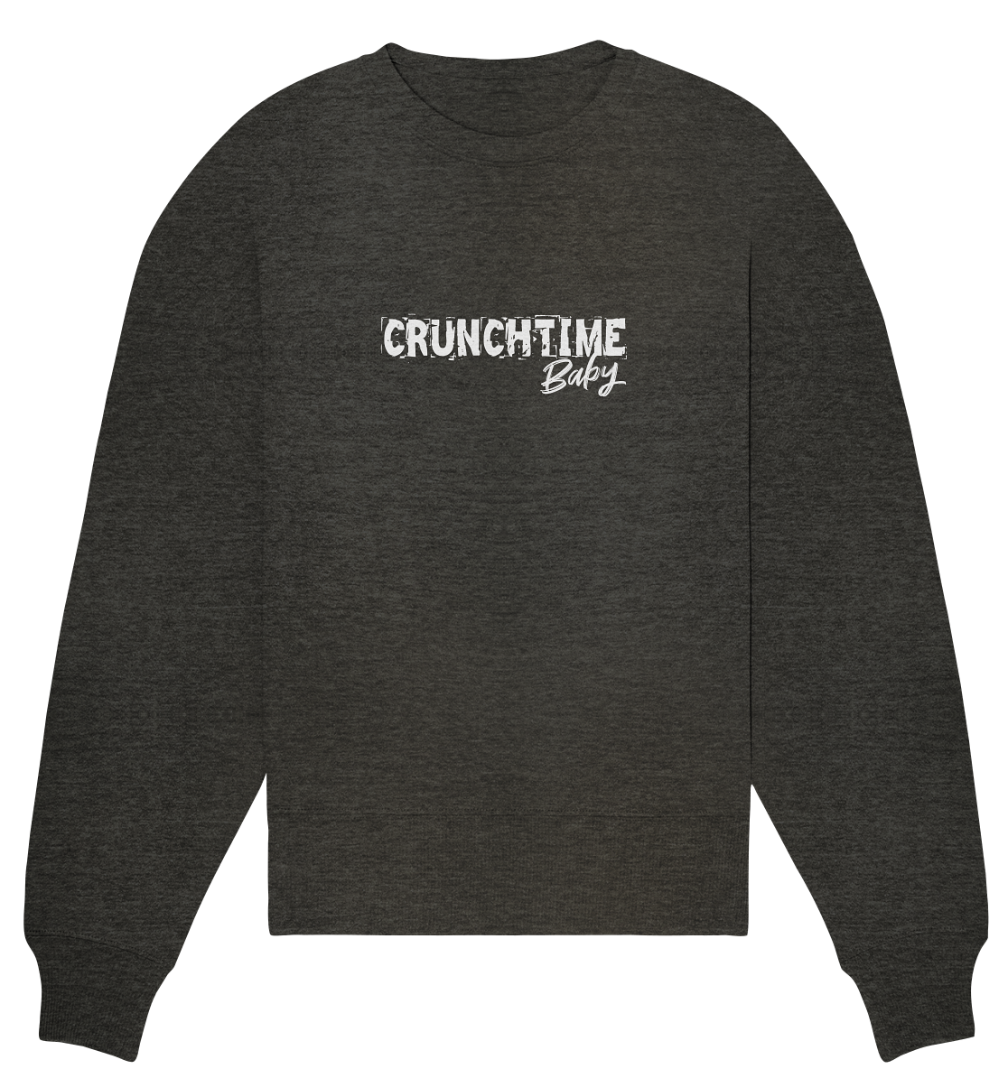 N.O.S.W. BLOCK Fanblock Sweater "CRUNCHTIME Baby" Frauen Organic Oversize Sweatshirt dark heather grau