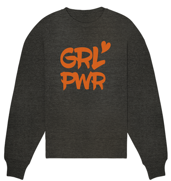N.O.S.W. BLOCK Girls Sweater "GRL PWR" Organic Oversize Sweatshirt dark heather grau
