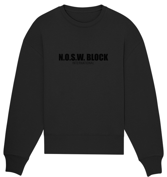 N.O.S.W. BLOCK Sweater "N.O.S.W. BLOCK INTERNATIONAL" Frauen Organic Oversize Sweatshirt schwarz