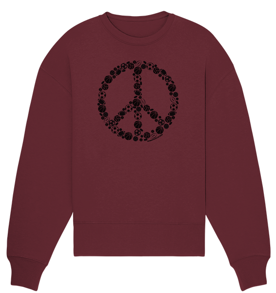 N.O.S.W. BLOCK Sweater "SPORTS FOR PEACE" Girls Organic Oversize Sweatshirt weinrot