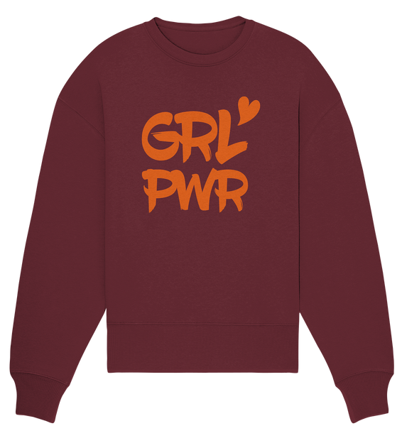 N.O.S.W. BLOCK Girls Sweater "GRL PWR" Organic Oversize Sweatshirt weinrot