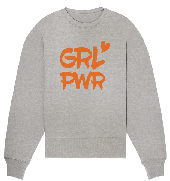 N.O.S.W. BLOCK Girls Sweater "GRL PWR" Organic Oversize Sweatshirt heather grau