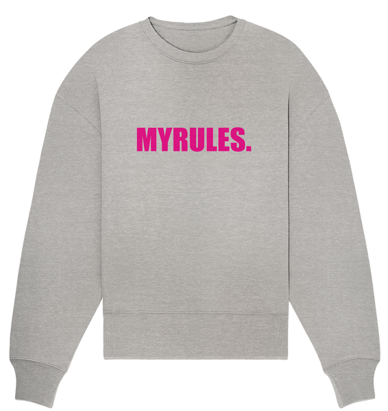N.O.S.W. BLOCK Sweater "MYRULES." Girls Organic Oversize Sweatshirt heather grau