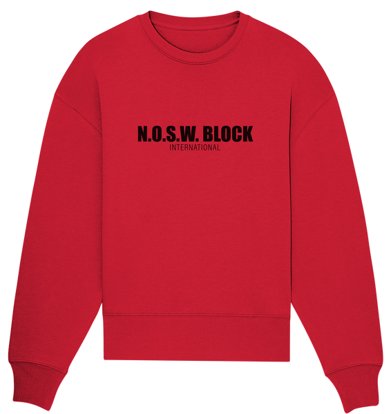 N.O.S.W. BLOCK Sweater "N.O.S.W. BLOCK INTERNATIONAL" Frauen Organic Oversize Sweatshirt rot