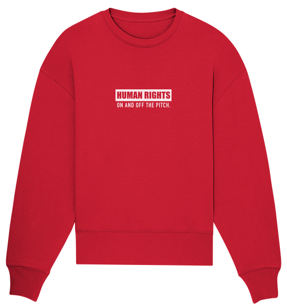 N.O.S.W. BLOCK Fanblock Sweater "HUMAN RIGHTS ON AND OFF THE PITCH" Frauen Organic Oversize Sweatshirt rot