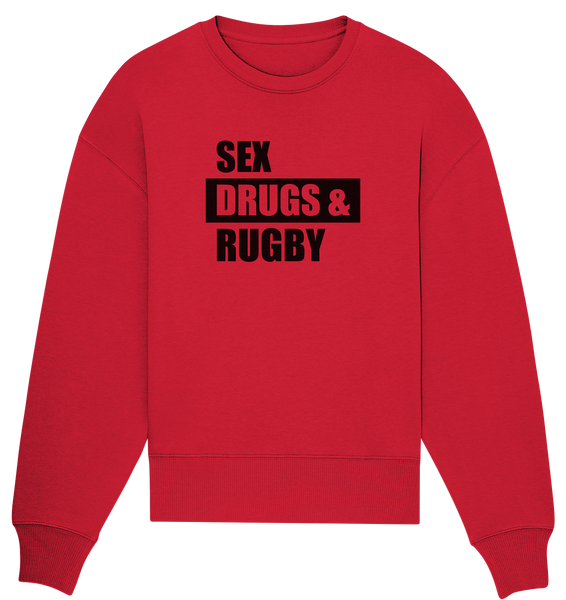 N.O.S.W. BLOCK Fanblock Sweater "SEX, DRUGS & RUGBY" Girls Organic Oversize Sweatshirt rot