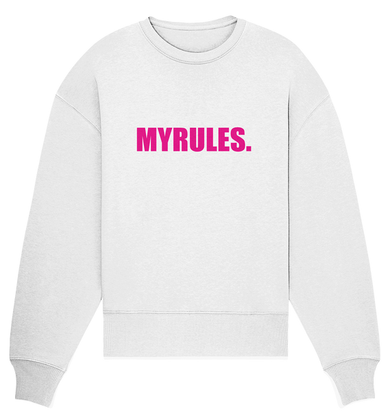 N.O.S.W. BLOCK Sweater "MYRULES." Girls Organic Oversize Sweatshirt weiss