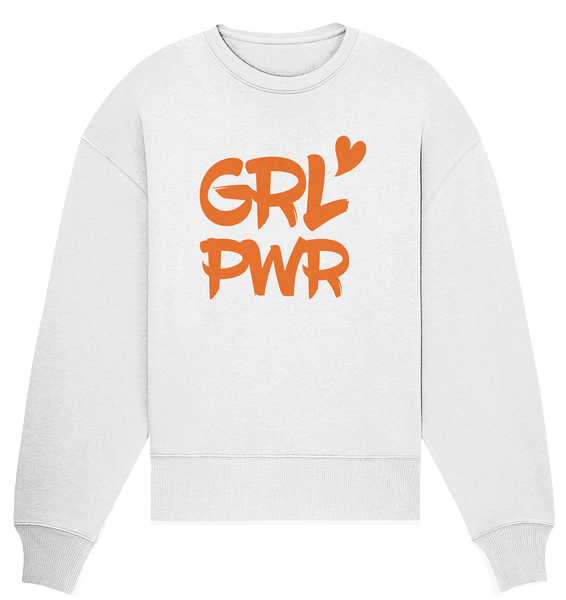 N.O.S.W. BLOCK Girls Sweater "GRL PWR" Organic Oversize Sweatshirt weiss