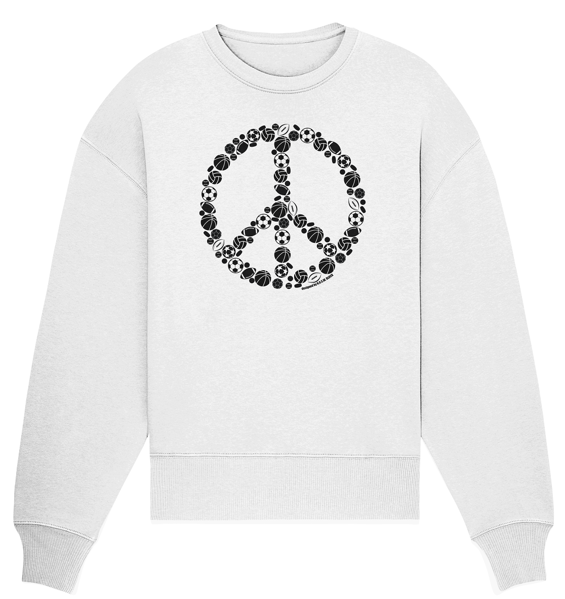 N.O.S.W. BLOCK Sweater "SPORTS FOR PEACE" Girls Organic Oversize Sweatshirt weiss