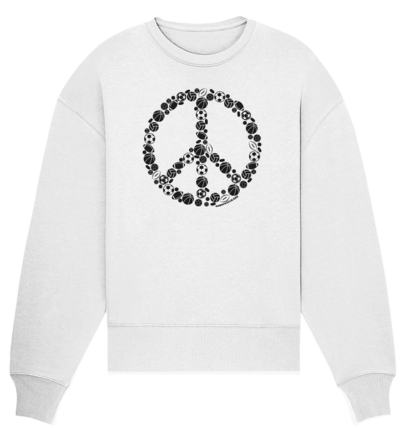 N.O.S.W. BLOCK Sweater "SPORTS FOR PEACE" Girls Organic Oversize Sweatshirt weiss