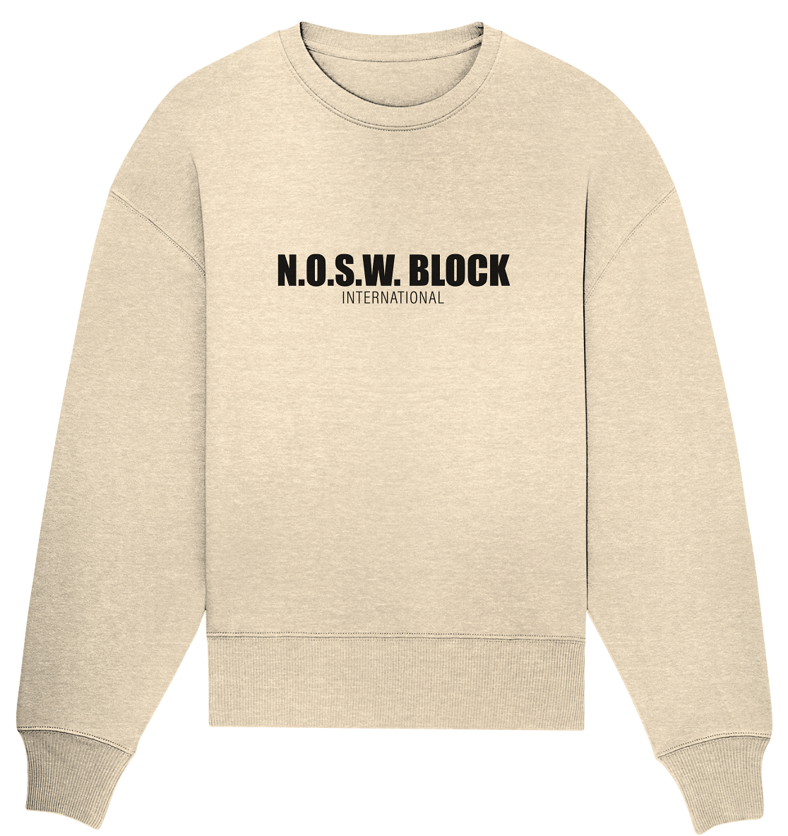 N.O.S.W. BLOCK Sweater "N.O.S.W. BLOCK INTERNATIONAL" Frauen Organic Oversize Sweatshirt natural raw