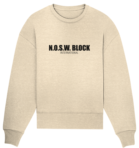 N.O.S.W. BLOCK Sweater "N.O.S.W. BLOCK INTERNATIONAL" Frauen Organic Oversize Sweatshirt natural raw