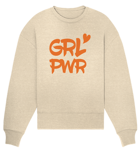 N.O.S.W. BLOCK Girls Sweater "GRL PWR" Organic Oversize Sweatshirt natural raw