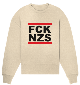 N.O.S.W. BLOCK Gegen Rechts Sweater "FCK NZS" (schwarz) Frauen Organic Oversize Sweatshirt natural raw