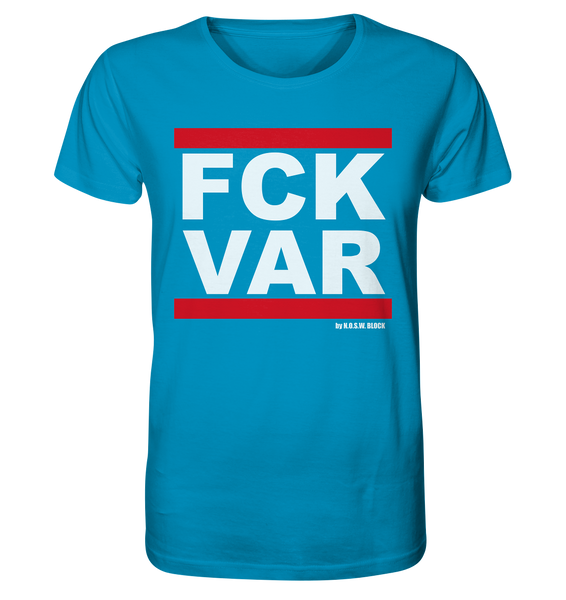 N.O.S.W. BLOCK Fanblock Shirt "FCK VAR" Männer Organic Rundhals T-Shirt azur