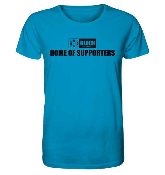 N.O.S.W. BLOCK Shirt "HOME OF SUPPORTERS" Männer Organic Rundhals T-Shirt azur