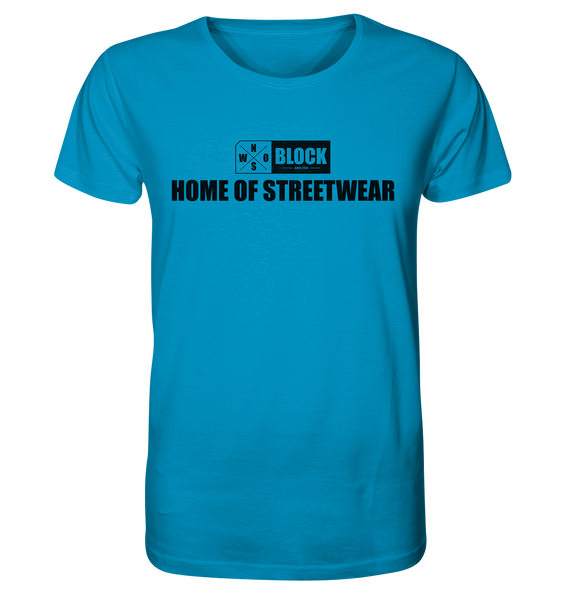 N.O.S.W. BLOCK Shirt "HOME OF STREETWEAR" Männer Organic Rundhals T-Shirt azur