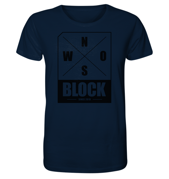 N.O.S.W. BLOCK Logo Shirt Männer Organic T-Shirt navy