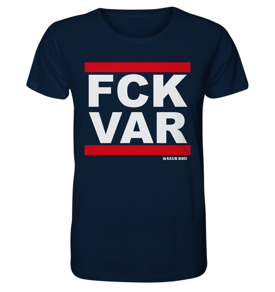 N.O.S.W. BLOCK Fanblock Shirt "FCK VAR" Männer Organic Rundhals T-Shirt navy