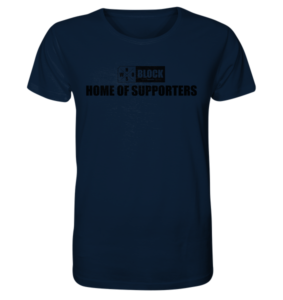 N.O.S.W. BLOCK Shirt "HOME OF SUPPORTERS" Männer Organic Rundhals T-Shirt navy