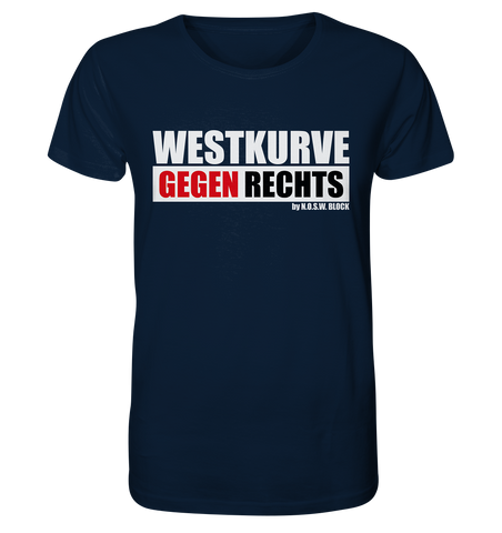 N.O.S.W. BLOCK Gegen Rechts Shirt "WESTKURVE GEGEN RECHTS" Männer Organic T-Shirt navy