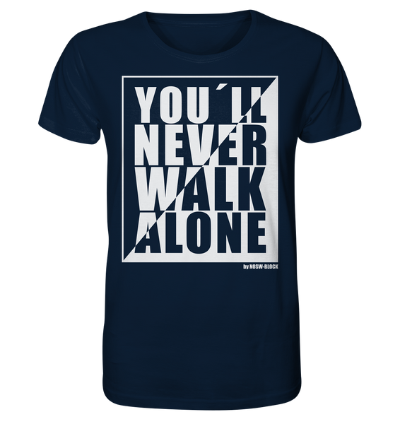 N.O.S.W. BLOCK Fanblock Shirt "YOU`LL NEVER WALK ALONE" Männer Organic T-Shirt navy