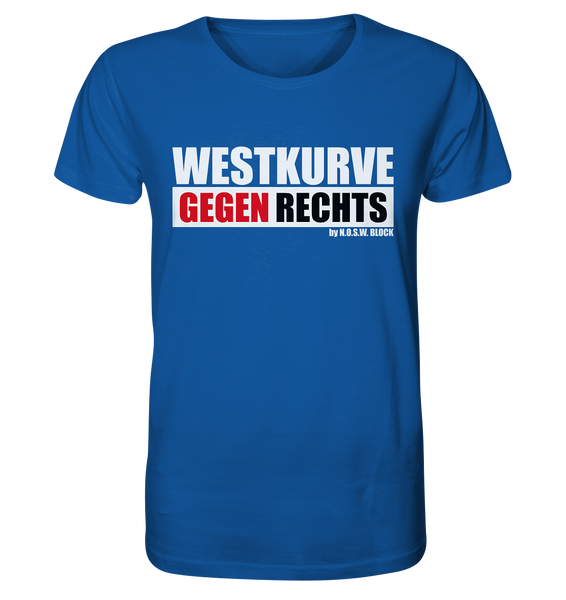 N.O.S.W. BLOCK Gegen Rechts Shirt "WESTKURVE GEGEN RECHTS" Männer Organic T-Shirt blau