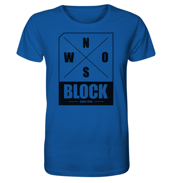 N.O.S.W. BLOCK Logo Shirt Männer Organic T-Shirt blau