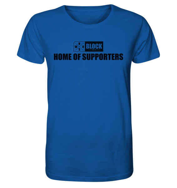 N.O.S.W. BLOCK Shirt "HOME OF SUPPORTERS" Männer Organic Rundhals T-Shirt blau