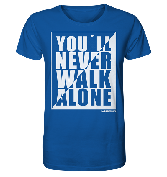 N.O.S.W. BLOCK Fanblock Shirt "YOU`LL NEVER WALK ALONE" Männer Organic T-Shirt blau