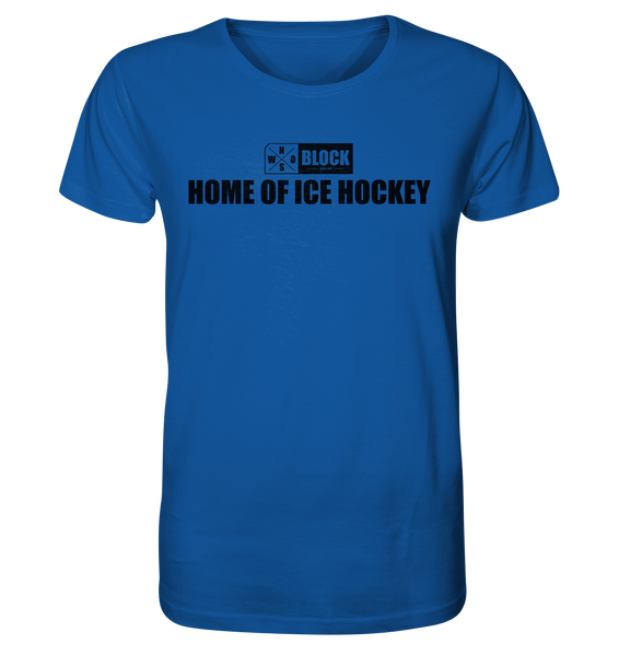 N.O.S.W. BLOCK Shirt "HOME OF ICE HOCKEY" Männer Organic Rundhals T-Shirt blau