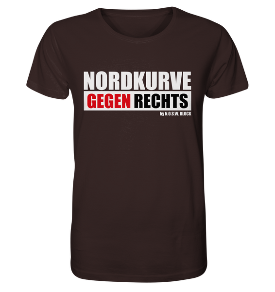 N.O.S.W. BLOCK Gegen Rechts Shirt "NORDKURVE GEGEN RECHTS" Männer Organic T-Shirt braun