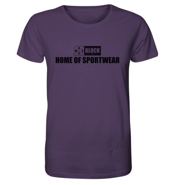 N.O.S.W. BLOCK Shirt "HOME OF SPORTWEAR" Männer Organic T-Shirt lila