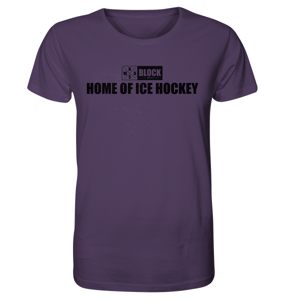N.O.S.W. BLOCK Shirt "HOME OF ICE HOCKEY" Männer Organic Rundhals T-Shirt lila