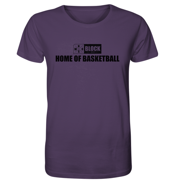 N.O.S.W. BLOCK Shirt "HOME OF BASKETBALL" Männer Organic Rundhals T-Shirt lila