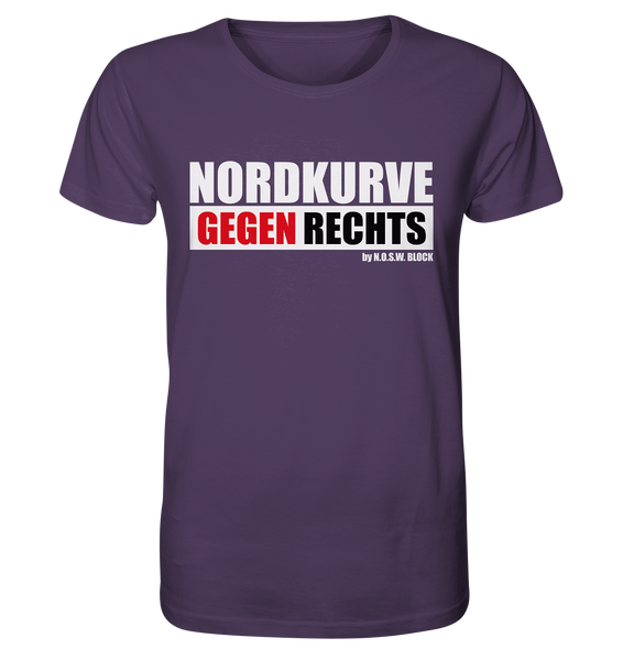 N.O.S.W. BLOCK Gegen Rechts Shirt "NORDKURVE GEGEN RECHTS" Männer Organic T-Shirt lila