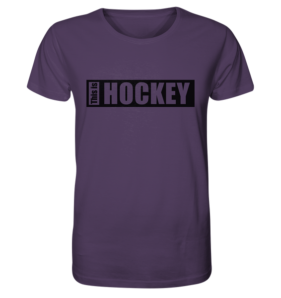 N.O.S.W. BLOCK Teamsport Shirt "THIS IS HOCKEY" Männer Organic Rundhals T-Shirt lila