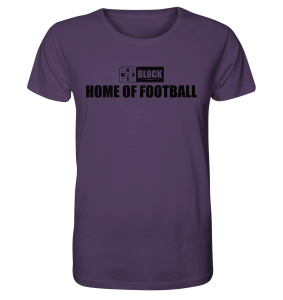 N.O.S.W. BLOCK Shirt "HOME OF FOOTBALL" Männer Organic Rundhals T-Shirt lila
