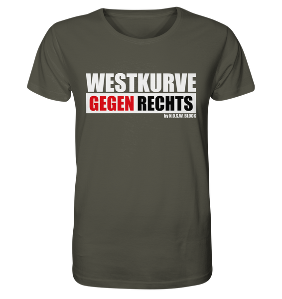 N.O.S.W. BLOCK Gegen Rechts Shirt "WESTKURVE GEGEN RECHTS" Männer Organic T-Shirt khaki