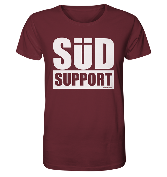 N.O.S.W. BLOCK Fanblock Shirt "SÜD SUPPORT" Männer Organic Rundhals T-Shirt weinrot