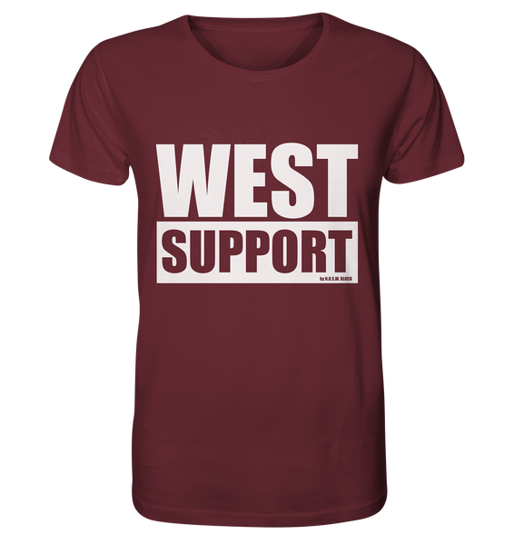 N.O.S.W. BLOCK Fanblock Shirt "WEST SUPPORT" Organic Männer T-Shirt weinrot