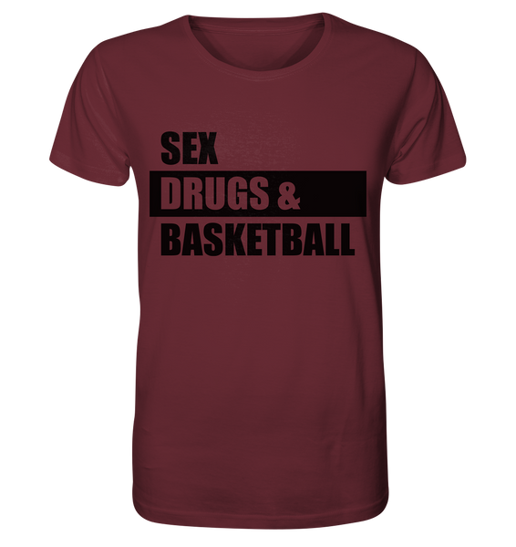 N.O.S.W. BLOCK Fanblock Shirt "SEX, DRUGS & BASKETBALL" Männer Organic T-Shirt weinrot