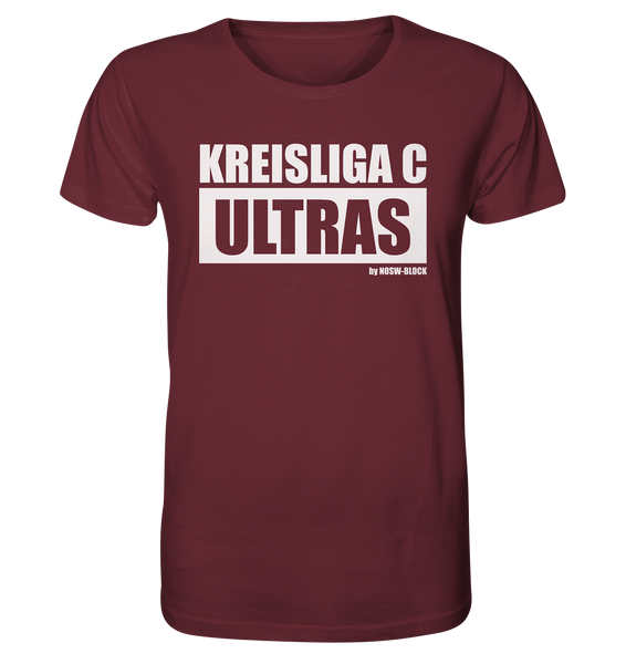 N.O.S.W. BLOCK Ultras Shirt "KREISLIGA C ULTRAS" Männer Organic Rundhals T-Shirt weinrot
